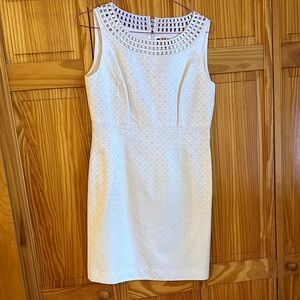Tahari White Textured Mini Dress